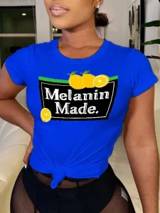 LW Lemon Melanin Made Letter Print T-shirt #1114897