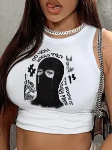 LW Masked Face Letter Print Camisole #1097038