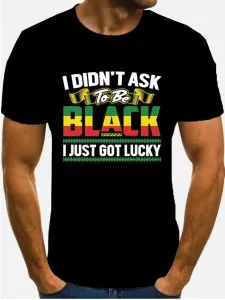 LW Men Casual Letter Print Patchwork Black T-shirt #1101973
