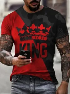 LW Men Crown King Letter Print T-shirt #106883