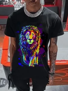 LW Men Lion Mixed Print T-shirt
