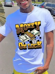 LW Men Money On Lock Letter Print T-shirt #940481