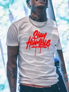 LW Men Stay Humble Letter Print T-shirt #95776