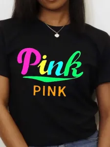LW Pink Letter Print T-shirt #896755
