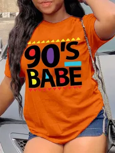 LW Plus Size 90 s Babe Letter Print T-shirt 0X