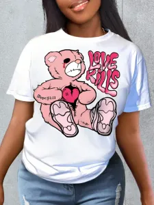 LW Plus Size Bear Love Letter Print T-shirt 2X