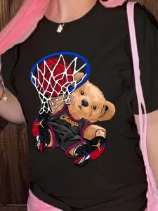 LW Plus Size Bsketball Teddy Bear Print T-shirt 2X