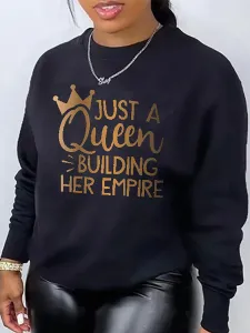 LW Plus Size Crown Queen Letter Print Sweatshirt 3X #1074133