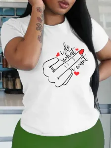 LW Plus Size Heart Letter Print T-shirt 3XL
