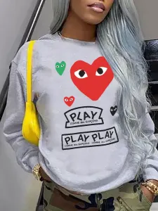 LW Plus Size Letter Heart Print Sweatshirt XXXXL