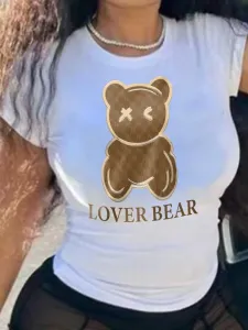 LW Plus Size Lover Bear Letter Print T-shirt 2X #774695