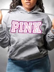 LW Plus Size Pink Letter Print Hoodie 1X