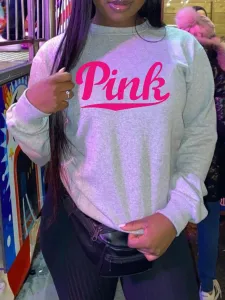 LW Plus Size Pink Letter Print Sweatshirt 1X