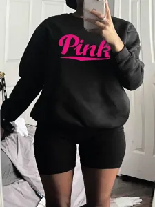 LW Plus Size Pink Letter Print Sweatshirt 2X
