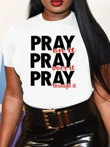 LW Plus Size Pray Letter Print T-shirt L