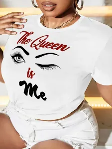 LW Plus Size Queen Letter Eye Print T-shirt 5X