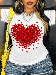 LW Plus Size Round Neck Heart Print T-shirt 4X