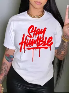 LW Plus Size Stay Humble Letter Print T-shirt 1X #873449