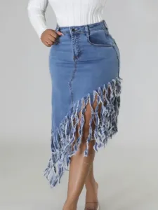 LW Plus Size Tassel Design Denim Skirt #1310788