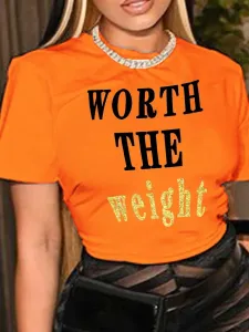 LW Plus Size Worth The Weight Letter Print T-shirt 0X