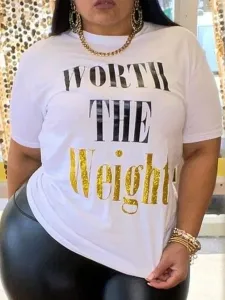 LW Plus Size Worth The Weight Letter Print T-shirt 1X #804283