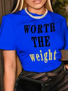 LW Plus Size Worth The Weight Letter Print T-shirt 3X