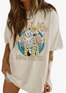 LW Round Neck Animal Print T-shirt