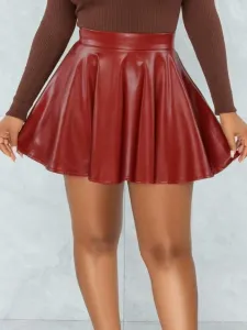 LW BASICS Leather Flounce Design Skirt #894372