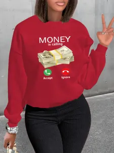 LW Money Letter Print Sweatshirt #100555