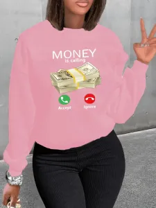 LW Money Letter Print Sweatshirt #95910