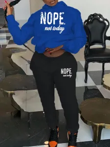 LW Nope Not Today Letter Print Tracksuit Set #756204