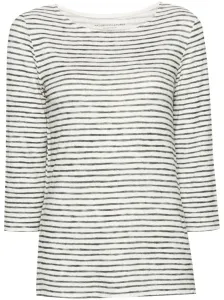 MAJESTIC - Striped Linen Blend Boat-neck T-shirt #1288495