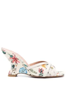 MALONE SOULIERS - Perla Wedge 85 Printed Canvas Mules #1263873