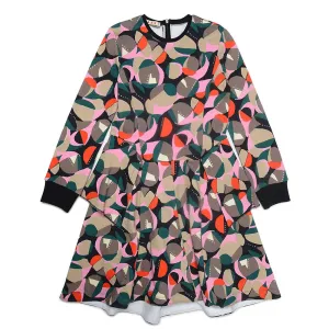 Marni Fleece Dress With All-over Abstract Print Black 10Y