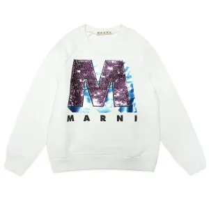 Marni Girls Sequin Logo Sweater White 10Y