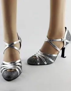Ballroom Dance Shoes 2023 Latin Dancing Shoes Women Criss Cross Almond Toe High Heel Dance Shoes #465821