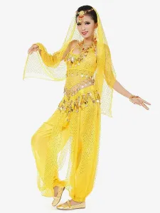 Belly Dance Blue Chiffon Women Performance Sleeveless Dancing Suit #453527