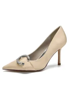 Women's Bridal Shoes Buckle Heeled Pump in Satin #657589