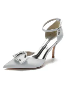 Women's Buckle Ankle Strap Stiletto Heel Bridal Pumps #657437
