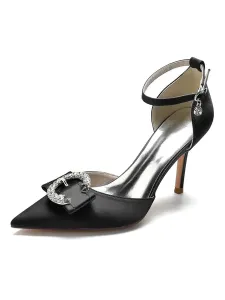 Women's Buckle Ankle Strap Stiletto Heel Bridal Pumps #657445