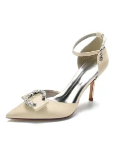 Women's Buckle Ankle Strap Stiletto Heel Bridal Pumps #657461