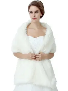 Faux Fur Shawl Wedding White Bridal Winter Cover Ups #468259