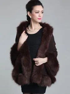 Women's Poncho Knitwear Oversized Faux Fur Coat Spring Outerwear #455323