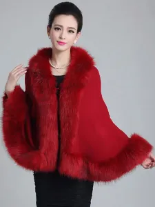 Women's Poncho Knitwear Oversized Faux Fur Coat Spring Outerwear