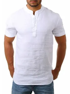 Casual Shirt For Men Jewel Neck Casual Light Apricot Men's Shirts #533123