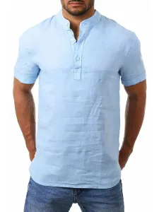 Casual Shirt For Men Jewel Neck Casual Light Apricot Men's Shirts #533125