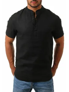Casual Shirt For Men Jewel Neck Casual Light Apricot Men's Shirts #533126