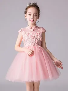 Flower Girl Dresses Designed Neckline Sleeveless Bows Kids Social Party Dresses #495895