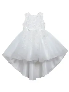 Flower Girl Dresses Jewel Neck Lace Sleeveless Knee-Length A-Line Bows Red Kids Social Party Dresses #542360