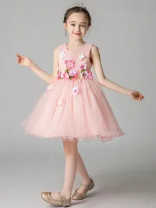 Flower Girl Dresses Jewel Neck Sleeveless Flowers Formal Kids Pageant Dresses #495752